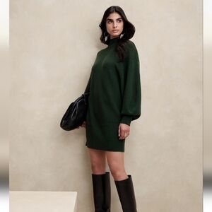 Banana Republic Landa Merino Sweater Dress Hunter Green Oversized XSP